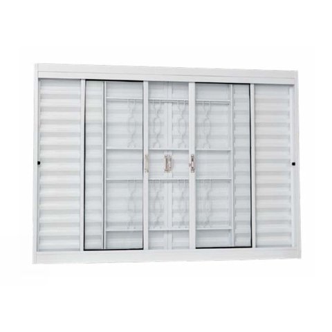 Janela Veneziana Aço Branco Grade Corrente com Vidro 150x100