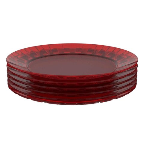 Jogo 6 Pratos Vermelhos Grandes 26cm Crippa Servir Mesa Post