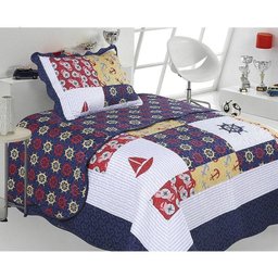 Kit Colcha Patchwork Ultrasonic 2 Peças Infantil Happy Day Bernardo - 1 Kit Colcha Patchwork Ultrasonic 2 Peças Infantil Happy Day Bernardo - 1