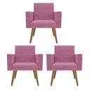 Ver imagem 1 de Kit 3 Poltronas Nina Clássico: Suede/rosa