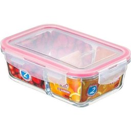 Pote De Vidro Retangular Com Trava E Divisão 800 ml SR80 - 1