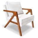 Ver imagem 1 de Poltrona Decorativa Luiza Linho Bouclê Base em Madeira Castanho - Pallazio Off White