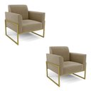 Ver imagem 1 de Kit 2 Poltronas Base Industrial Alta Dourado Marisa Suede D03 - D’Rossi Marrom Rato