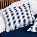 Ver imagem 2 de Jogo Cama Lençol Daily Casal Padrão Malha 100% Algodão Listrado 3 Peças - Azul Marinho