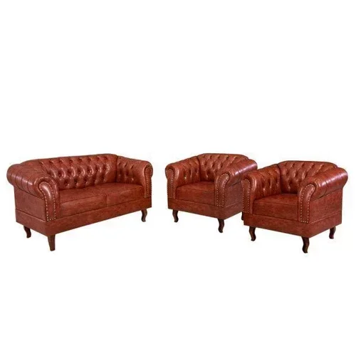 Conjunto c/ 2 Poltronas e 1 Namoradeira Chesterfield Duque - Marrom Luxo / decoração, recepção, barb