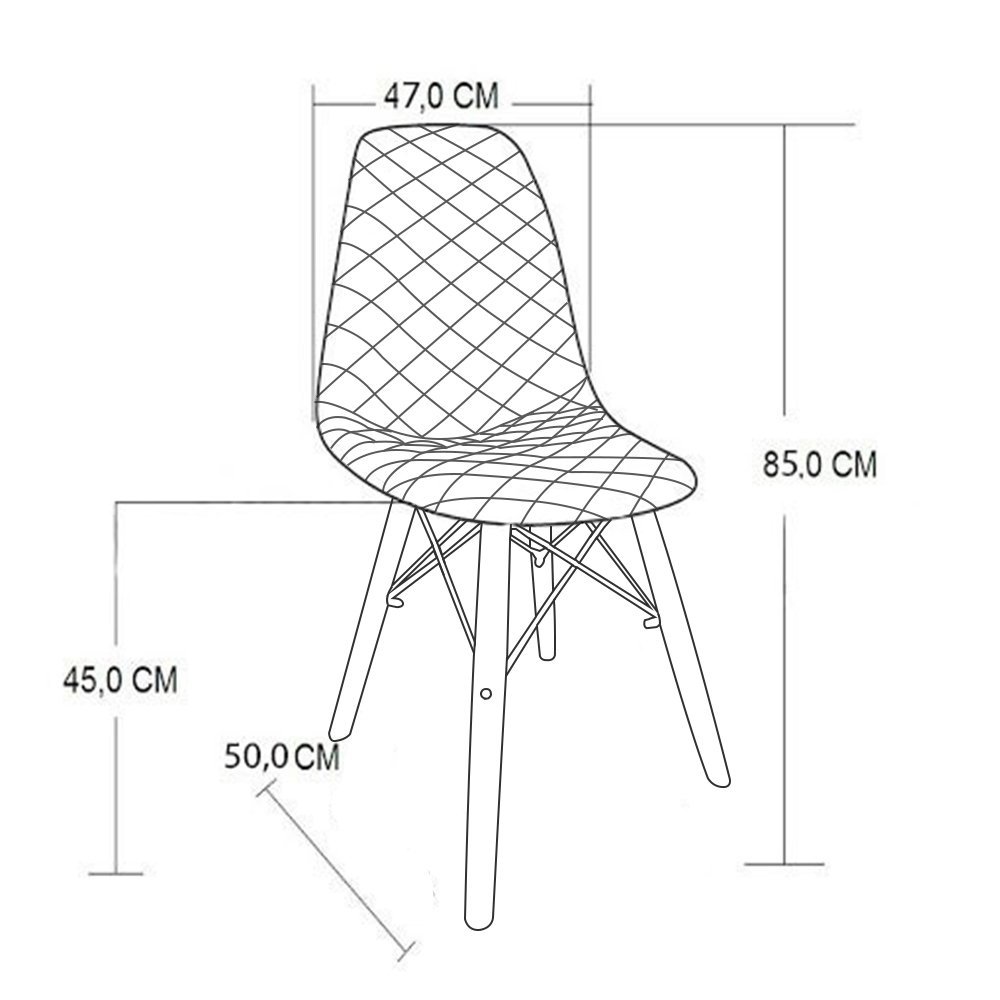 Kit 3 Cadeiras Jantar Eames Eiffel Estofadas Preto Base Madeira - 3