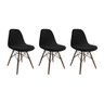 Kit 3 Cadeiras Jantar Eames Eiffel Estofadas Preto Base Madeira - 1