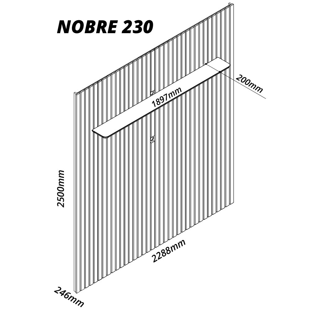 Painel para TV Ripado com LED Nobre 230 Grafite - Gelius - 5