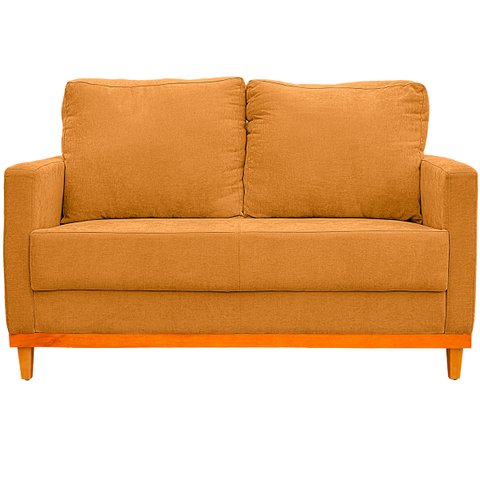 Sofa Berlim 2 Lugares Base de Madeira Tecido Impermeavel Terra Cota