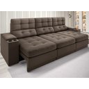 Ver imagem 2 de Sofá com Porta Copos e Carregador USB Eureka 2,30m Assento Retrátil e Reclinável Velosuede