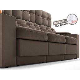 Sofá com Porta Copos e Carregador USB Eureka 2,30m Assento Retrátil e Reclinável Velosuede - 6