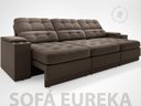 Ver imagem 3 de Sofá com Porta Copos e Carregador USB Eureka 2,30m Assento Retrátil e Reclinável Velosuede