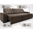 Ver imagem 4 de Sofá com Porta Copos e Carregador USB Eureka 2,30m Assento Retrátil e Reclinável Velosuede