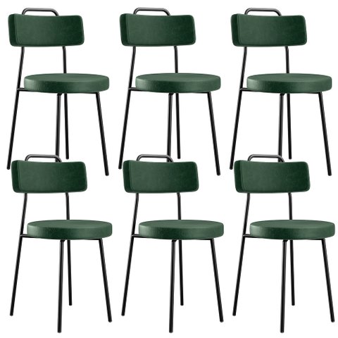 Kit 06 Cadeiras Decorativas Para Sala De Jantar Barcelona F01 Couríssimo Verde Musgo - Lyam Decor