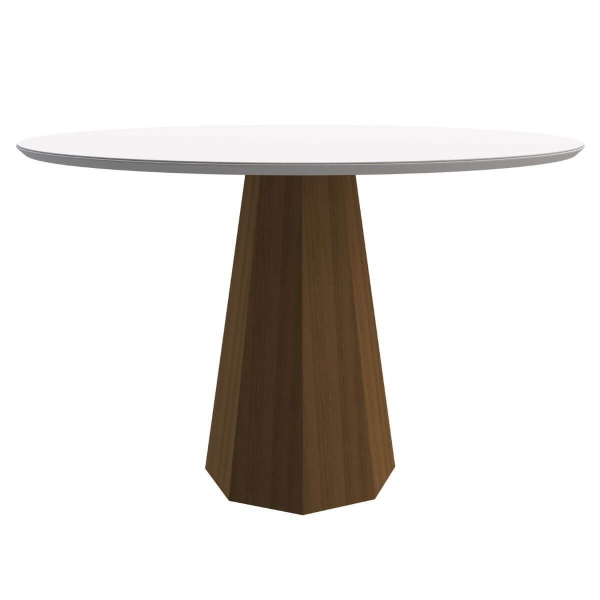 Mesa Redonda 4 lugares Com Vidro de 120cm  Sem Cadeiras Chelle - ÉdeCasaMóveis                                                                  - 1