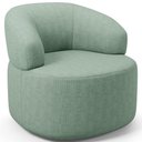 Ver imagem 2 de Poltrona Giratória Orgânica para Sala de Estar Living Helena L02 Linho Verde Menta - Lyam Decor
