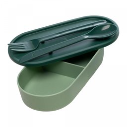 Marmita Hermética com Talheres 850ml Verde Plástico - Lyor - 2