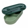 Marmita Hermética com Talheres 850ml Verde Plástico - Lyor - 2