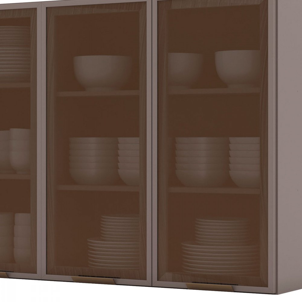 Armário de Cozinha 03 Portas com Vidro 120cm Ketlin - 2