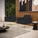 Ver imagem 1 de Kit 2 Poltronas Base X Industrial Dourado Marisa Veludo D03 - D’Rossi