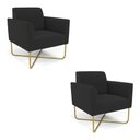 Ver imagem 2 de Kit 2 Poltronas Base X Industrial Dourado Marisa Veludo D03 - D’Rossi