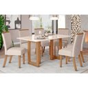 Ver imagem 1 de Conjunto Mesa Sala Jantar Yara com Tampo Madeirado com Vidro Reto 160x90cm e 6 Cadeiras Malu Nature