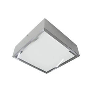 Plafon Sobrepor 102 Inox Escovado para 2 Lâmpadas 25x25cm
