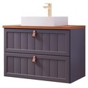 Ver imagem 1 de Gabinete Suspenso para Banheiro com Cuba 80cm em MDF Sense MGM Marrom Cinza