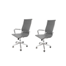 Kit 2 Cadeiras de Escritório Esteirinha Diretor Cinza com Base Giratória Cromada e Rodinhas Pretas B - 1
