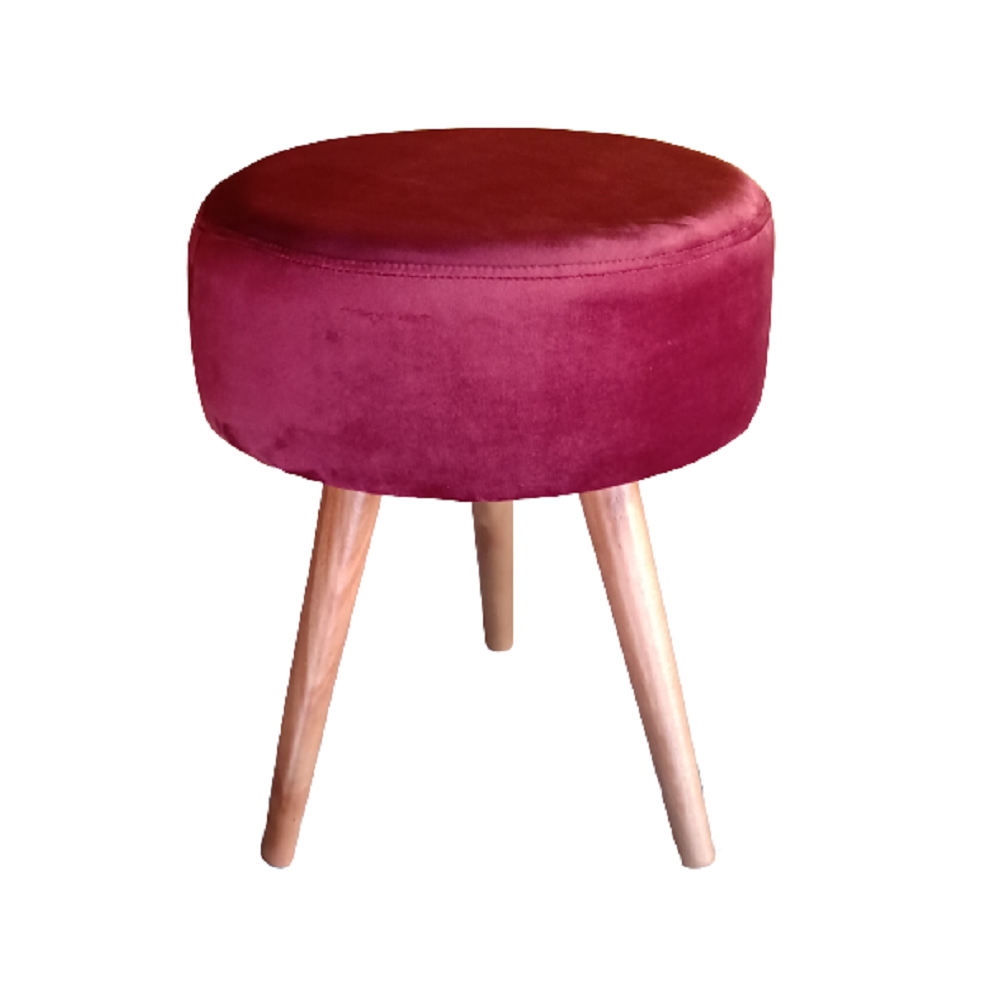 Puff Redondo Tripé. Puff Decorativo Redondo Tripé. DECOR MOBILLE DORA BELLA Vermelho Bordo Puff Redo - 1
