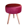 Puff Redondo Tripé. Puff Decorativo Redondo Tripé. DECOR MOBILLE DORA BELLA Vermelho Bordo Puff Redo - 1