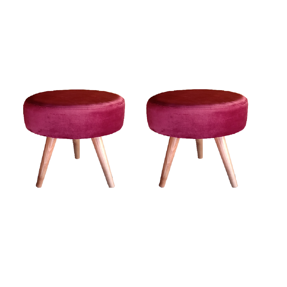 Puff Redondo Tripé. Puff Decorativo Redondo Tripé. DECOR MOBILLE DORA BELLA Vermelho Bordo Puff Redo - 2