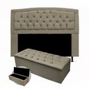 Ver imagem 1 de Kit Cabeceira Geovana + Calçadeira Baú Mirage King Size 195cm Suede - Ecotec Decor:Bege