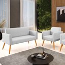 Ver mais imagens de Sofá Namoradeira com Poltrona Pés Palito Castanho Marisa Linho Cinza A05 D03 - D'rossi