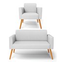 Ver imagem 1 de Sofá Namoradeira com Poltrona Pés Palito Castanho Marisa Linho Cinza A05 D03 - D'rossi