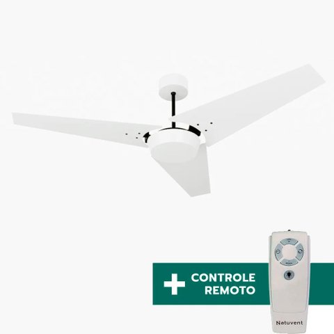 Ventilador de Teto Com Controle Remoto Natuvent Callis No Light 3 Pás Madeira Branco 127v