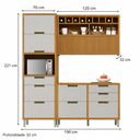 Ver imagem 4 de Cozinha Completa 3 Peças MDF Imperatriz Marrom/Off White - Nesher