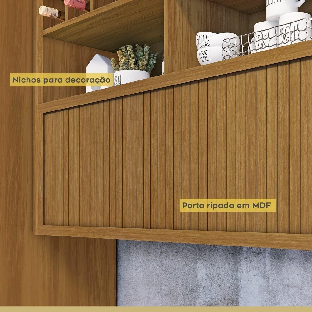 Cozinha Completa 100% Mdf 3 Peças Nesher Imperatriz Marrom Off White - 4
