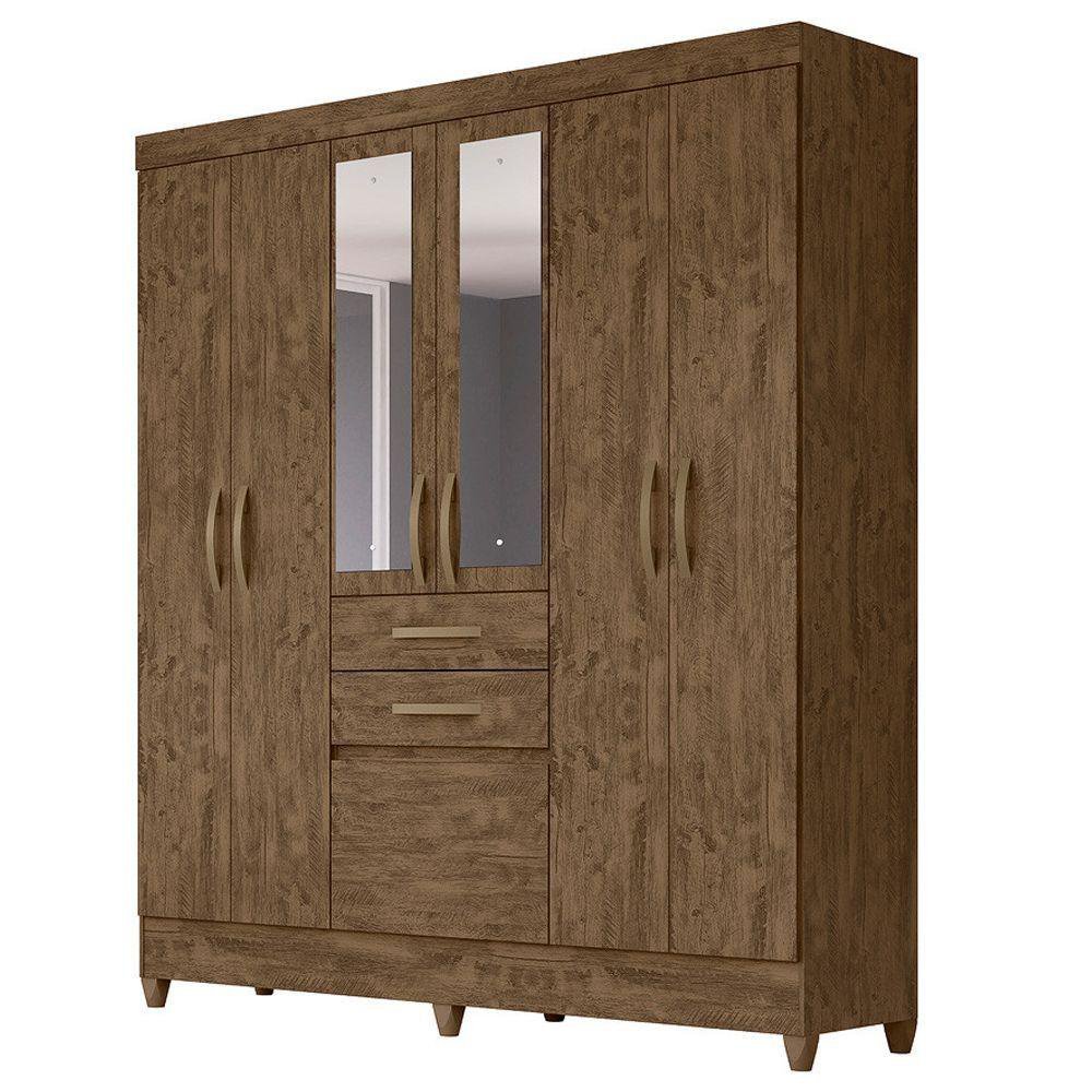 Guarda Roupa 7 Portas Com Espelho Castanho Wood - 1