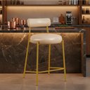 Ver imagem 1 de Banqueta Cozinha Média com Encosto Industrial Dourado Londres PU Facto D03 - D'Rossi