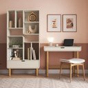 Ver imagem 1 de Estante Livreiro Home Office e Mesa Escrivaninha Orgânica Nordic A03 Off White Roble - Lyam Decor