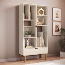 Ver imagem 3 de Estante Livreiro Home Office e Mesa Escrivaninha Orgânica Nordic A03 Off White Roble - Lyam Decor
