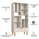 Ver imagem 5 de Estante Livreiro Home Office e Mesa Escrivaninha Orgânica Nordic A03 Off White Roble - Lyam Decor