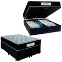 Ver imagem 1 de Cama Box Baú Queen Bipartido Suede + Colchão Molas Ensacadas Sereneprime Sonnolux 158x198x69 Preto