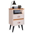 Ver imagem 5 de Mesa de Cabeceira P Quarto Criadinho 2 Gavetas Organizadora Puxador Concha Retrô Classic Off Nature