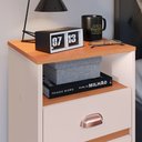 Ver imagem 2 de Mesa de Cabeceira P Quarto Criadinho 2 Gavetas Organizadora Puxador Concha Retrô Classic Off Nature