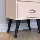 Ver imagem 4 de Mesa de Cabeceira P Quarto Criadinho 2 Gavetas Organizadora Puxador Concha Retrô Classic Off Nature