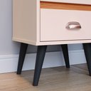 Ver imagem 3 de Mesa de Cabeceira P Quarto Criadinho 2 Gavetas Organizadora Puxador Concha Retrô Classic Off Nature