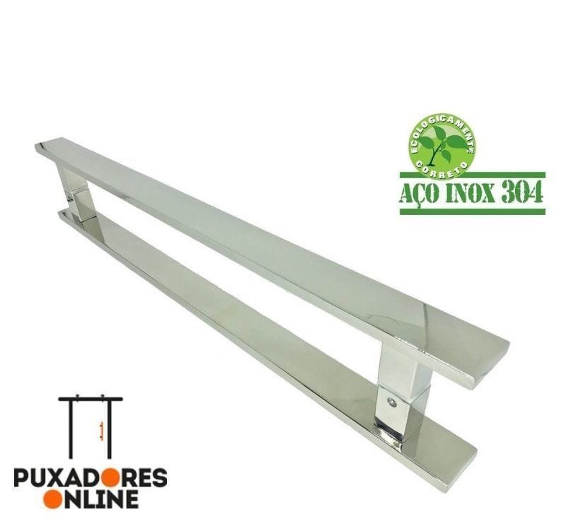 Puxador para porta Duplo Plano em AÇO INOX 304 POLIDO. Para portas pivotante/madeira/vidro/correr e  - 1