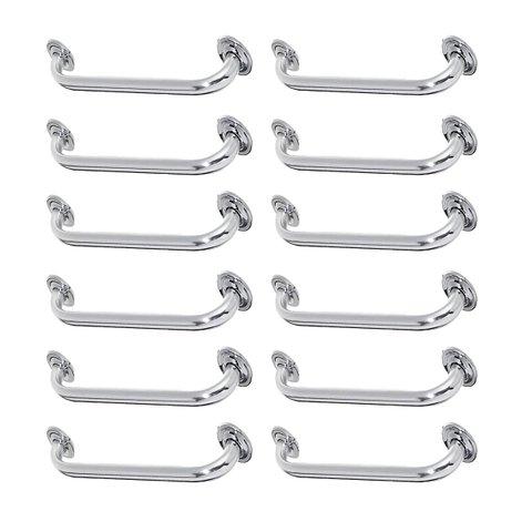 Alça Apoio Banheiro Kit 12 uni Inox 50cm Idoso Cadeirante Acessibilidade Deficiente Segurança Banhei